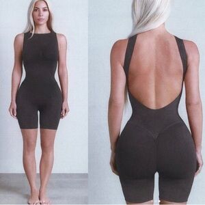 Skims Recycled Nylon Contour Lounge Onesie ASH Gray NWT 2X/3X RARE